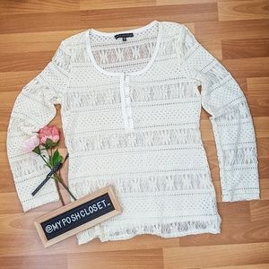 ANTHRO SANCTUARY  Lacy sheer Long sleeve shirt